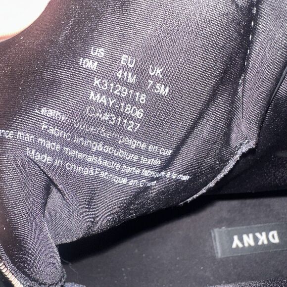 DKNY WOMENS Connie Black Leather Zip Up Slip On Wedge Size 10 EUC - Picture 7 of 8